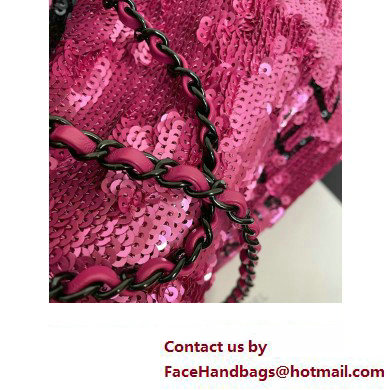 CHANEL Sequins  &  Black Metal FUCHSIA  &  Black Shopping Bag AS4856 2024